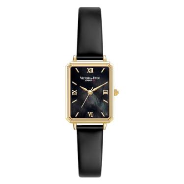 Imagem de VICTORIA HYDE Relógio feminino de couro preto, relógios quadrados femininos, Preto