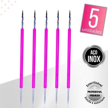Imagem de Kit 5 Palito Duplo Bastão Cutícula Unha Manicure Pedicure Cutelaria Si