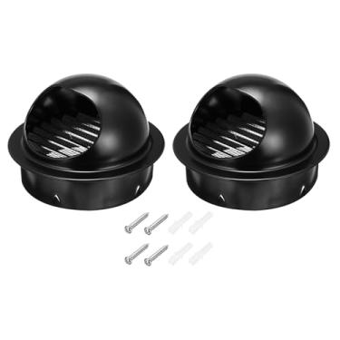 Imagem de PATIKIL Tampa redonda de ventilação de 20 cm, pacote com 2 unidades de aço inoxidável, saída de ar para ventilação, saída de exaustão Soffit para exaustor de dutos HVAC, preto