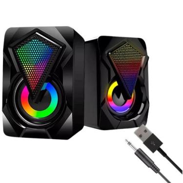 Imagem de Alto Falante C/ LED RGB Potente Gamer P/ Smartphone PC Computador Note
