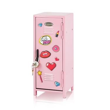 Imagem de YOBRO Mini cacifos de ferro, armário de conversa feminina com cadeado, pequeno cofre para dinheiro, armário de armazenamento em miniatura para mesa, quarto, escritório em casa, escola, pequeno