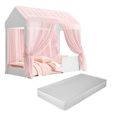 Imagem de Cama Casa Infantil Crystal Montessoriana Com Voal Rosa Quarto Meninas Docel Baby Com Colchão Castelo Princesa
