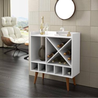 Imagem de Aparador Adega Retrô Acapulco Branco Pés Palito 82x73cm