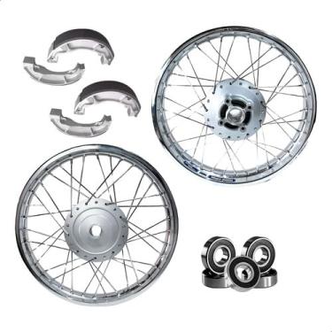 Imagem de Par Aro Roda CG Fan 125 2009/18 + Lona/Rolamento/Prisioneiro