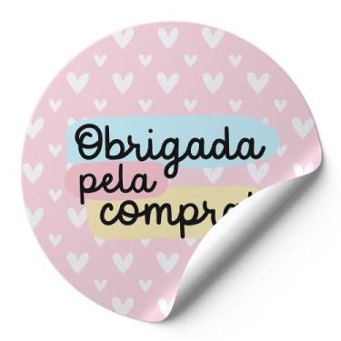 Imagem de 120 Etiquetas Selo Adesivas Redondas Alta Qualidade Obrigado Pela Comp
