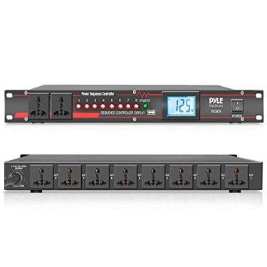 Imagem de 10 Tomadas Power Sequencer Conditioner - 13 Amp 2000W Montagem em Rack Pro Audio Digital Power Supply Controlador Regulador com leitura de tensão, protetor de surto, para uso em estágio/estúdio de home theater - Pyle PCO875
