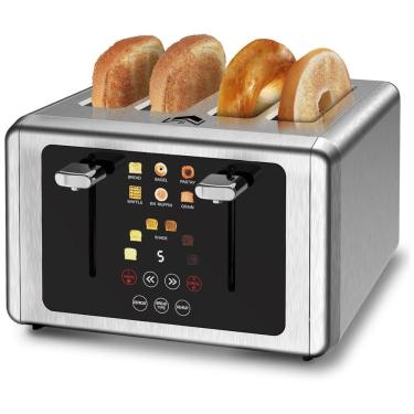 Imagem de Torradeira Digital com Tela Sensível ao Toque e Controle Independente para 4 Fatias - Inox,WUNLY