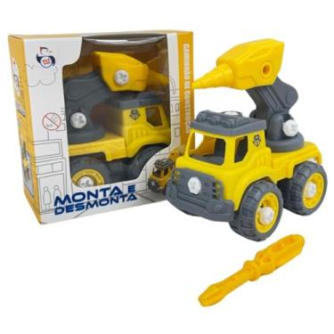 Imagem de Caminhão Monta e Desmonta Com Chave, Carrinho de Construção Civil, Brinquedo Infantil Educativo Com Ferramenta (Broca)
