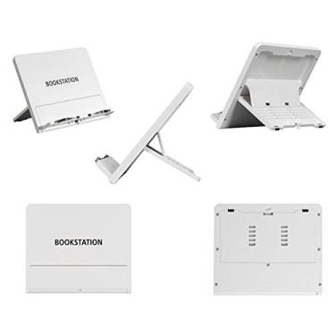 Imagem de Suporte de livros em forma de almofada, suportes portáteis para livros, suporte dobrável para livros, mesa de leitura premium, suporte de design bonito, suporte para tablet e laptop, suporte para livros de texto com altura e ângulo ajustável, clipes de papel para página de bandeja (W)