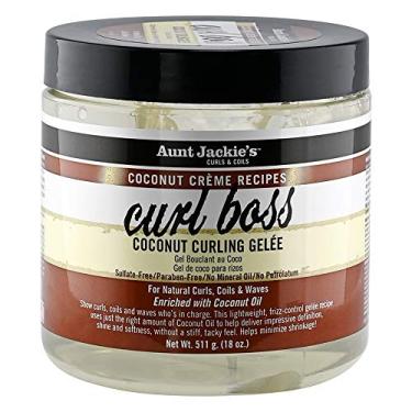 Imagem de Aunt Jackie's Receitas De Creme De Coco Curl Boss Coconut Curling Hair Gel Para Cachos Naturais, Espirais E Ondas, 18 Oz