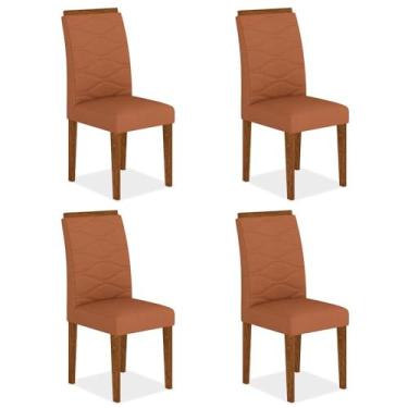 Imagem de Kit 4 Cadeiras Estofadas Everest Comfort Freijó/suede Terracota - Ma Freijó/suede Terracota