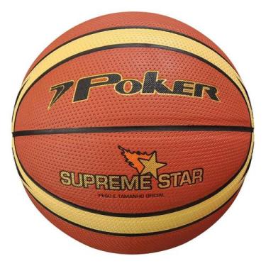 Imagem de Bola Basquete Poker Supreme Star N7 Unissex 05725-LA, Laranja, Preto, 