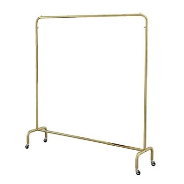 Imagem de CUTPOIY Trilho de roupas pesadas, rack de exibição de roupas com rodas de metal minimalista moderno, rack de secagem de tubos industriais, cabide de quarto (dourado 160 x 165 cm)