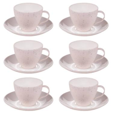 Imagem de Xícara de café com pires 110ml Gourmet marmorizado com 6 unidades Plasutil ref.369