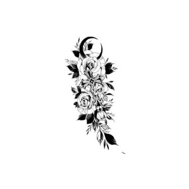 Imagem de Tatuagens temporárias, flores DC-SHY-JB007, tatuagens de flores, aparência de tatuagem real, resistentes à água, duram de 1 a 2 semanas, resiliência,18 x 11 cm