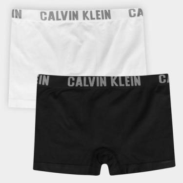 Imagem de Kit Cueca Juvenil Calvin Klein Micro c/ 2 Peças, Branco, Preto, 8/10A