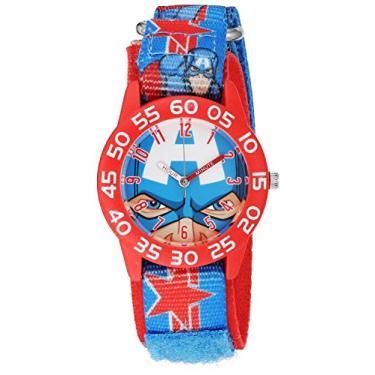 Imagem de Relógio masculino Marvel"Capitão América" de quartzo plástico e nylon, cor: vermelho (modelo: W003257)