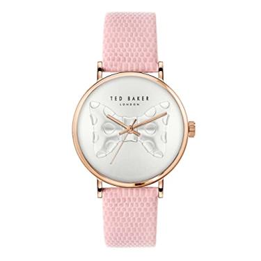 Imagem de Ted Baker Relógio feminino pulseira de couro lagarto rosa (modelo: BKPPHS3029I), rosa