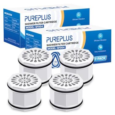 Imagem de PUREPLUS Filtro de água de chuveiro WHR-140, substituição para unidades de filtro de água de chuveiro Culligan WHR-140, WSH-C125, HSH-C135, ISH-100, com material avançado de filtragem KDF (pacote com 4))