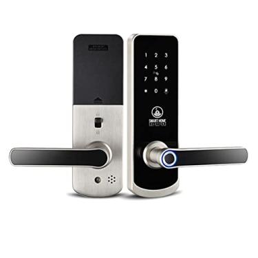 Imagem de Fechadura biométrica IP65 Smart Home Solutions WiFi Fechadura de porta 2,4 GHz, RFID Fob, Senha, Conectado Remoto Curto Segurança para Casa e Escritório, Dourado