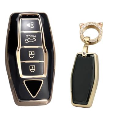 Imagem de TECART Capa de chave de TPU macio para chaves de carro adequada para Mitsubishi Outlander 2021 2022 2023 acessórios de chave 4 botões preto