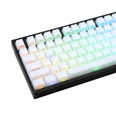 Imagem de TIMSEKER Teclas de jade branco translúcidas, teclas de material ABS de 130 teclas, teclas de perfil OEM personalizadas, teclas minimalistas de impressão lateral para teclado mecânico Cherry Mx