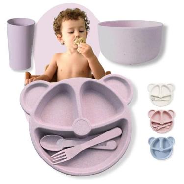Imagem de Kit Refeição Infantil P/ Introdução Alimentar Pratinho 5 Pçs - Fx, Ros