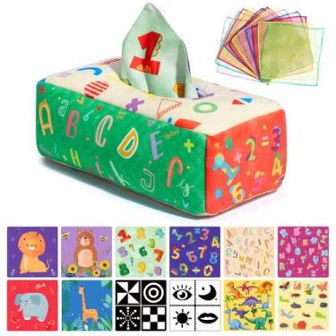 Imagem de Caixa de lenços para bebês Sensory Toy URMYWO de 6 a 12 meses com ruga