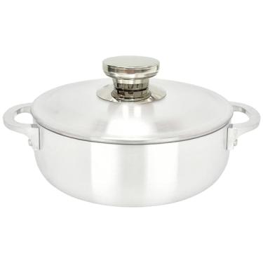 Imagem de Pote de caldeirão de alumínio da Chef Pro, alumínio, desempenho superior de cozimento para distribuição uniforme de calor, perfeito para servir grandes e pequenos grupos, alças rebitadas, grau comercial (1,9 litros)