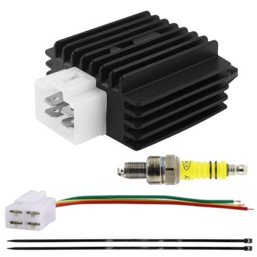 Imagem de PRO BAT Retificador regulador de tensão de onda completa de 12V 4 pinos para motor GY6 50cc 125cc 150cc scooter chinês quadriciclo ATV, preto