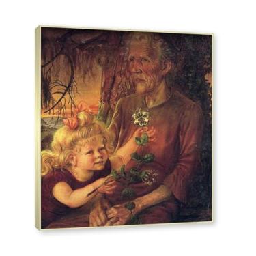Imagem de NHLDZYH Moldura dourada champanhe. Arte em tela Otto Dix, (mãe e filho), reproduções de pinturas famosas, arte de parede classicismo para sala de estar quarto decoração de casa. 80 x 96 cm-31,4 x 37,8