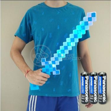 Imagem de Kit Brinquedo Espada Pixel Minecraft 58cm C/Som Luz+3 Pilhas