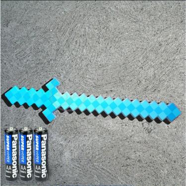 Imagem de Kit Brinquedo Espada Pixel Minecraft 58cm C/Som Luz+3 Pilhas