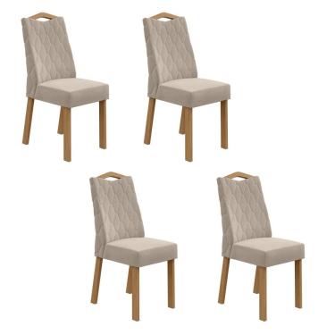 Imagem de Conjunto 4 Cadeiras Vênus Móveis Lopas Amêndoa Clean/Veludo Naturale Creme