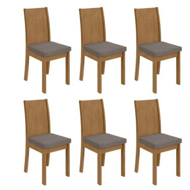 Imagem de Conjunto 6 Cadeiras Athenas Móveis Lopas Amêndoa Clean/Suede Animale Bege