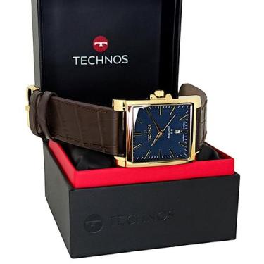 Imagem de Relógio Technos Quadrado Dourado Executive 2115TVM0A Pulseira Couro Le