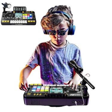 Imagem de Johehe Mixer Infantil Recarregável Para Dj, Show De Luzes Led E Microfone Karaokê - Brinquedo Musical Interativo Com 12 Teclas Som, 8 Piano, Gravação Personalizada Crianças 4 A Anos
