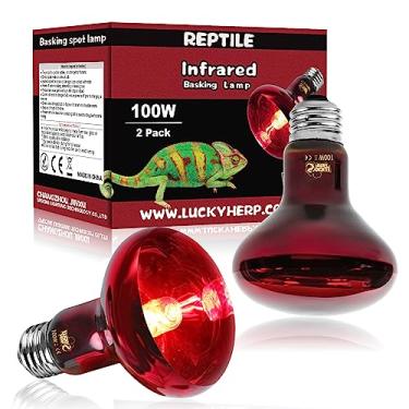 Imagem de LUCKY HERP Lâmpada De Calor Infravermelho 100W, Pacote Com 2, Lâmpadas Foco Para Répteis E Anfíbios, Vermelhas Répteis, Dragão Barbudo, Tartaruga, Lagarto, Cobra, Galinha
