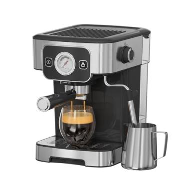 Imagem de JZ.CAFE Máquina De Café Expresso - Latte Com 20 Barras E Vaporizador Leite, Semiautomático Para Cappuccino, Reservatório Água Removível 60 Oz, Design Compacto Em Aço Inoxidável