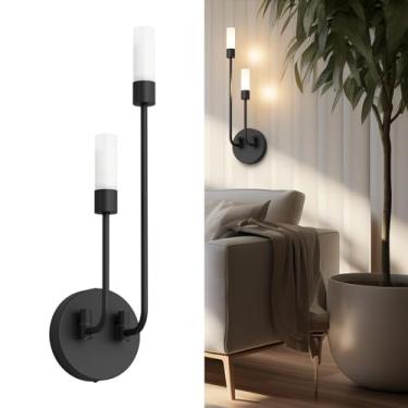 Imagem de Tipace Arandela De Parede Moderna, Luminária Led Preta Para Banheiro Com Cúpula Vidro, Interna Banheiro, Sala Estar E Corredor, 3000K, Branco Quente (Com Lâmpada G9)