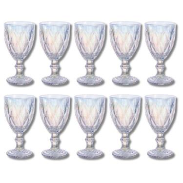 Imagem de 10 Taça Diamante Furta-Cor 340ML Suco Água Elegante Buffet - PRATICASA