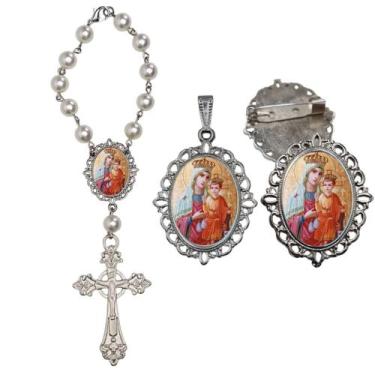 Imagem de Terço de Carro Nossa senhora dos Remedios com Broche e Relicario Lembr