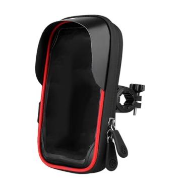 Imagem de YIJU Suporte para celular de bicicleta, suporte para celular de bicicleta, bolsa de ciclismo, bolsa de guidão para esportes, Vermelho E Preto