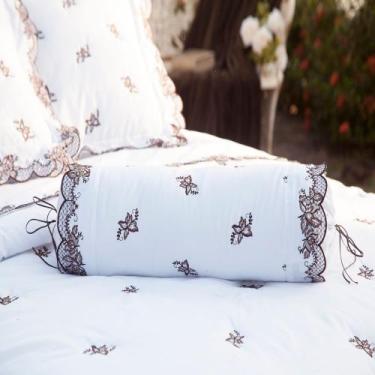 Imagem de Rolo Decorativo Bordado 200 fios Mondrean Branco Vilela Enxovais 2 peç