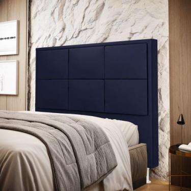 Imagem de Cabeceira Maia 140 A-019 Couro Artificial Azul Aradecor