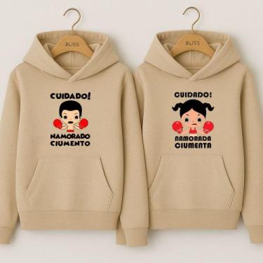 Imagem de Moletom Canguru Namorado e Namorada Ciumenta Meme Engraçado 1 Peça - N
