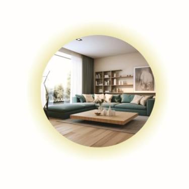 Imagem de Espelho Led Redondo Lapidado 60cm Moderno Touch Screen (3000K LUZ QUENTE)