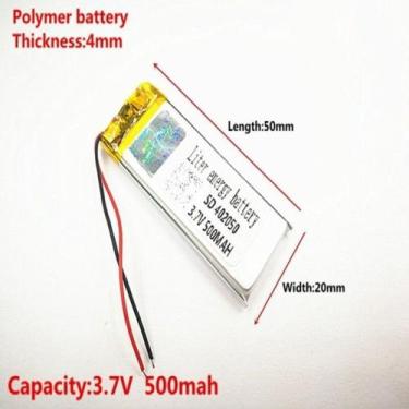 Imagem de Bateria 3,7v 500mah  4mm X 20mm X 50mm Lacrada - bgb