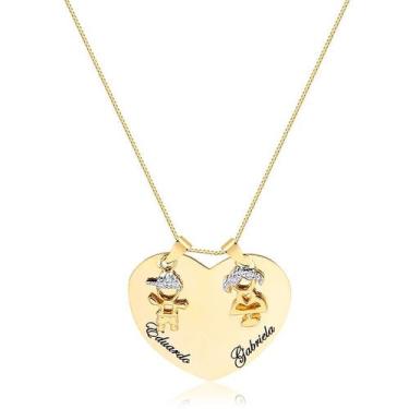 Imagem de Colar Personalizado Filho Com Pingente De Coração Com Dois Meninos(as)