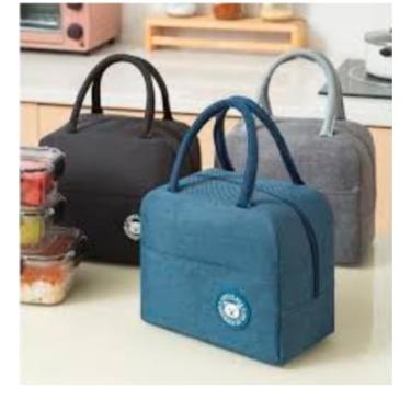 Imagem de Bolsa Térmica Lancheira Marmiteira Lancheira Sacola Marmita Academia Passeio Cerveja Praia Bebida Camping Trabalho Masculina Feminina Prova de Vazamentos (Preto)